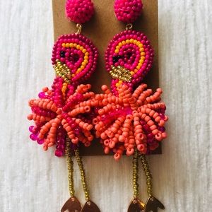 Beautiful flamingo beaded drop earrings